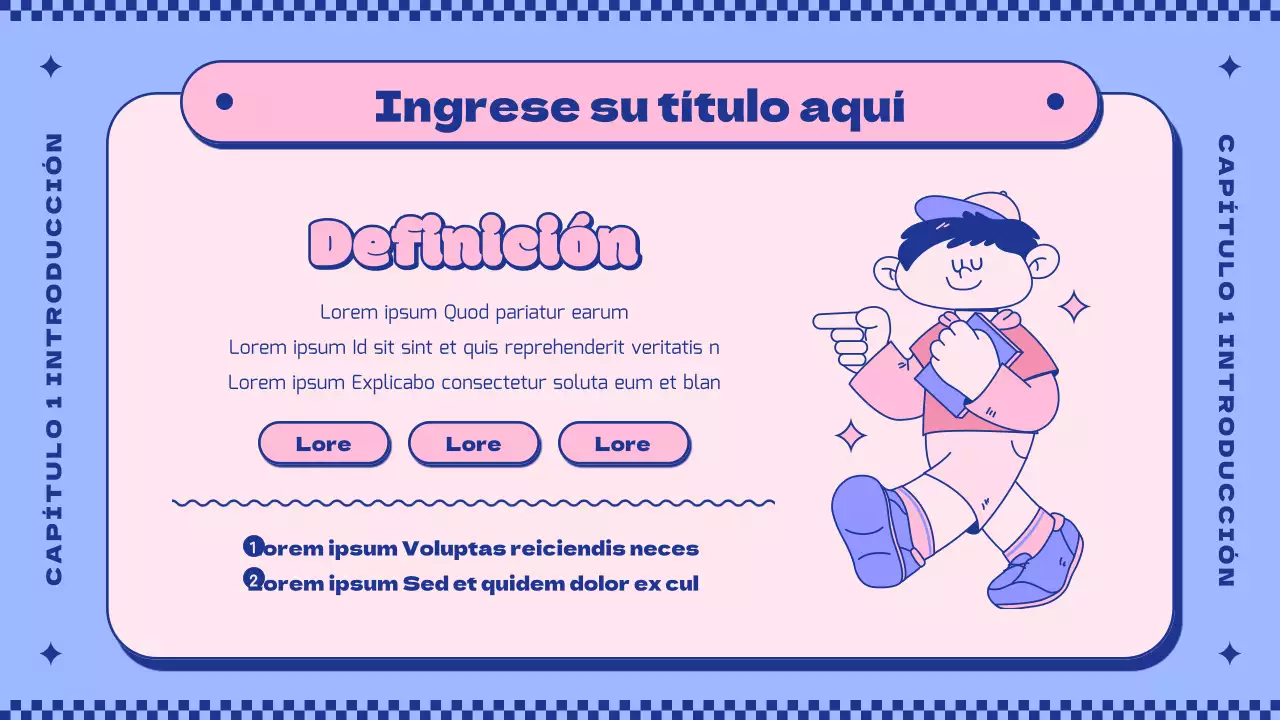 Introducir el concepto de simpáticos personajes rosas y morados