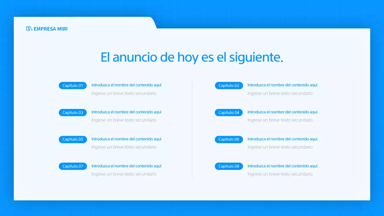 Una sencilla presentación empresarial en blanco y azul
