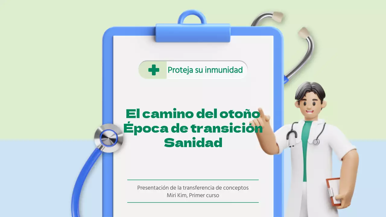 Introducción al concepto de atención sanitaria estacional con ilustraciones en 3D en colores chartreuse y azul claro.