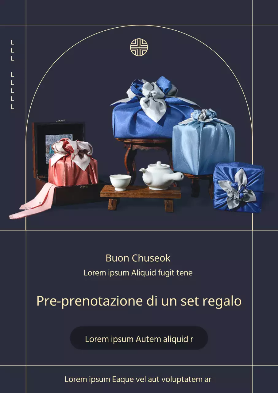 Pre-ordine del set regalo Chuseok con sfondo blu navy e concetto semplice