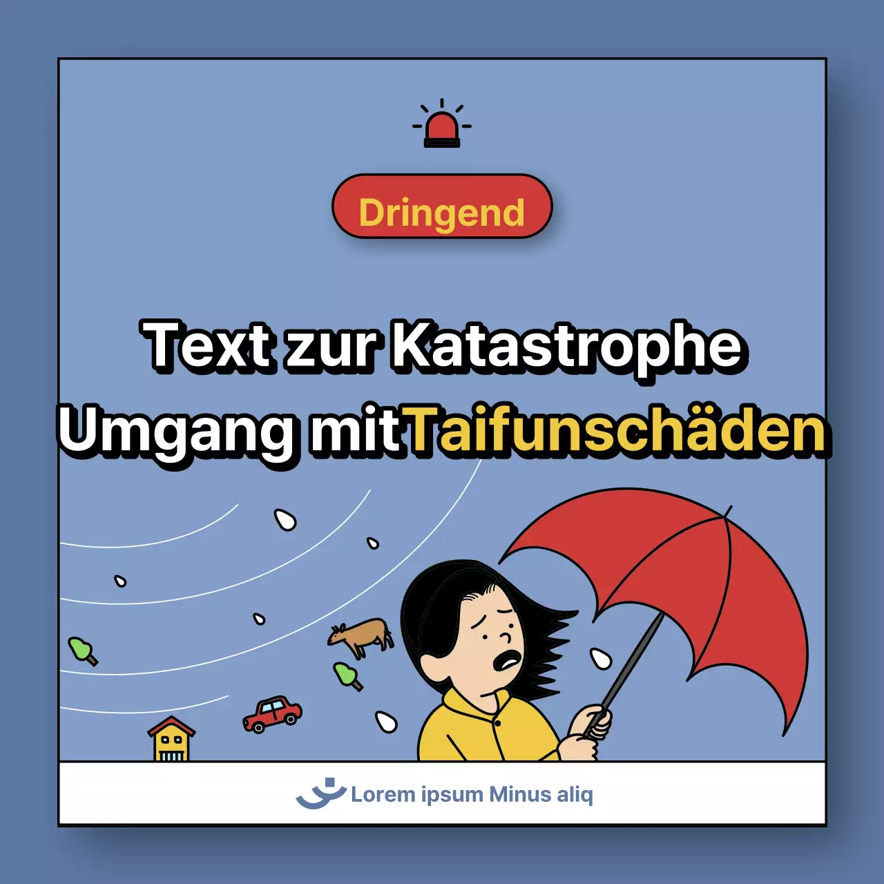 Ein Beitrag über den Umgang mit Taifunschäden in Blau und Gelb