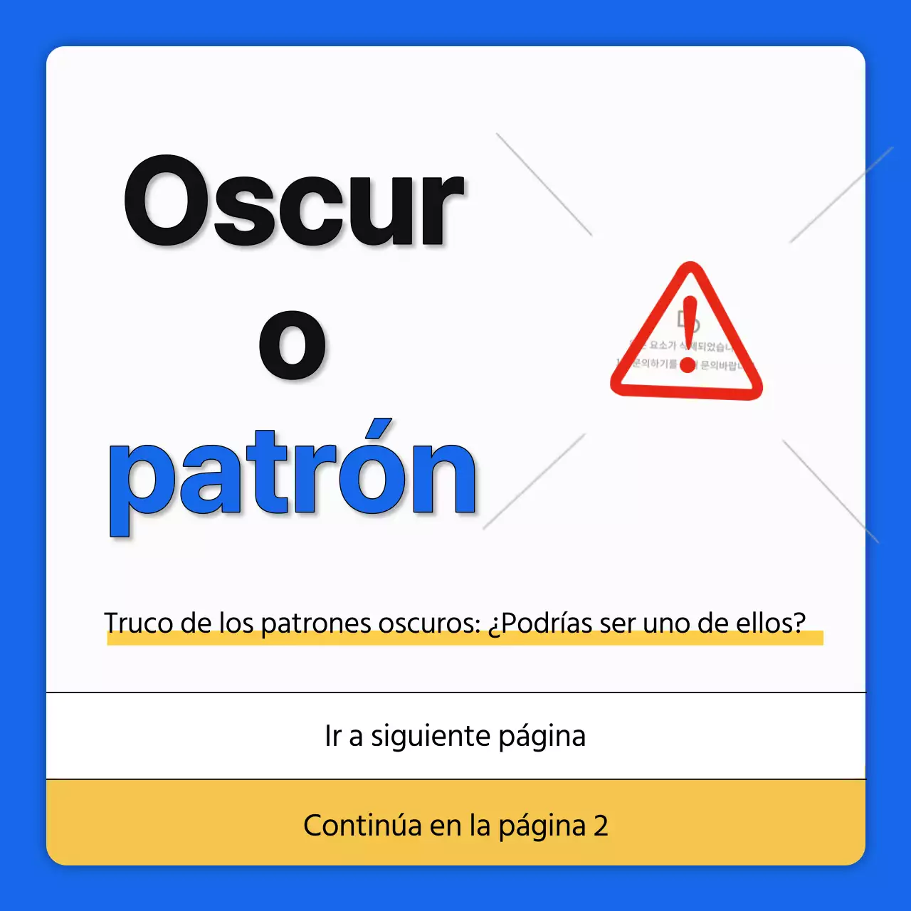 Explicación de la información para un simple patrón oscuro de azul y amarillo
