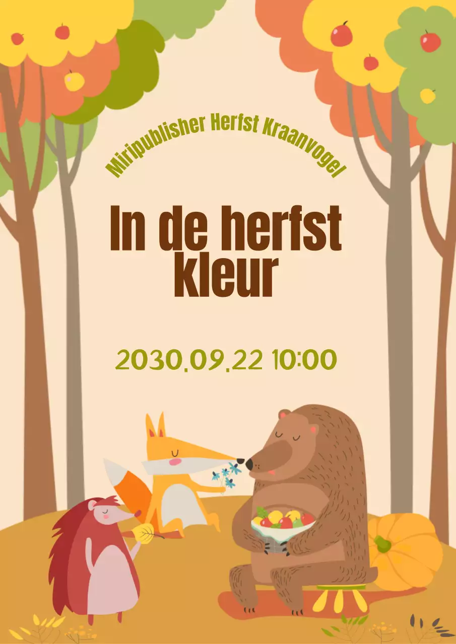 Bruin, geïllustreerde herfstkraanvogels