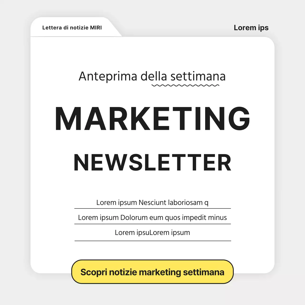 Rapporto di newsletter di marketing semplice e grigio