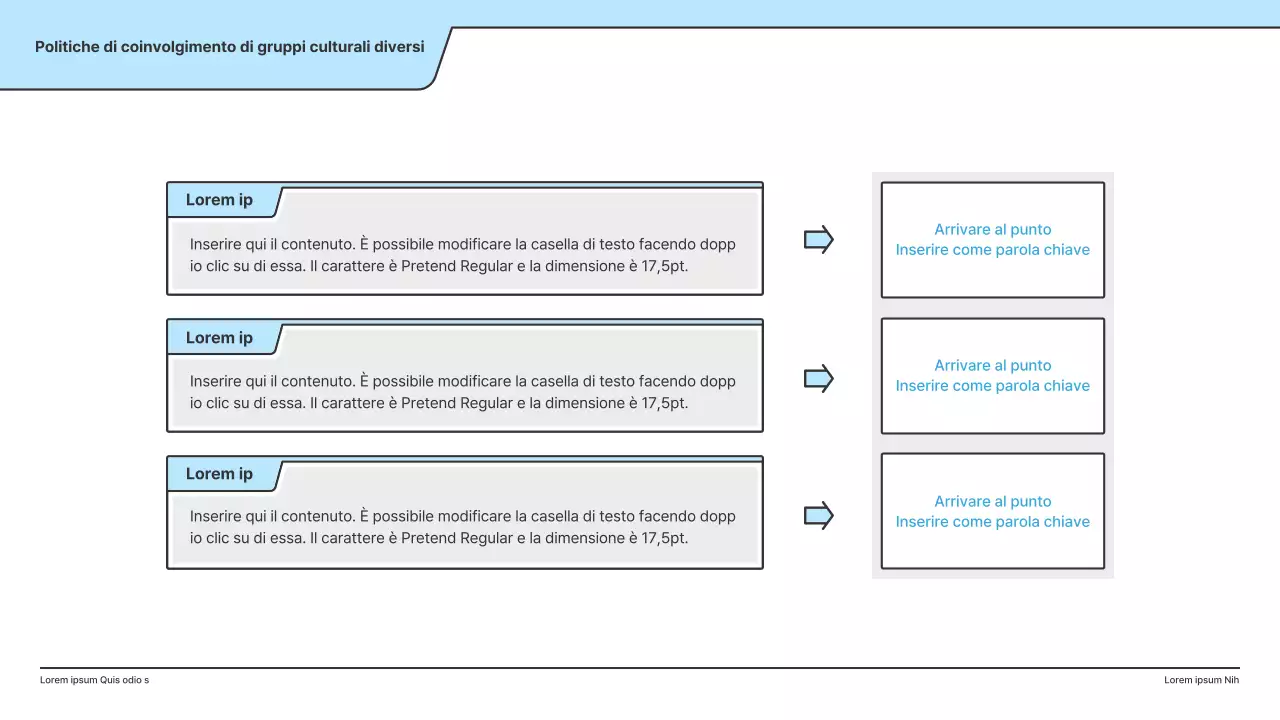 Una proposta politica con un'illustrazione pulita in azzurro e una forma a punto indice.