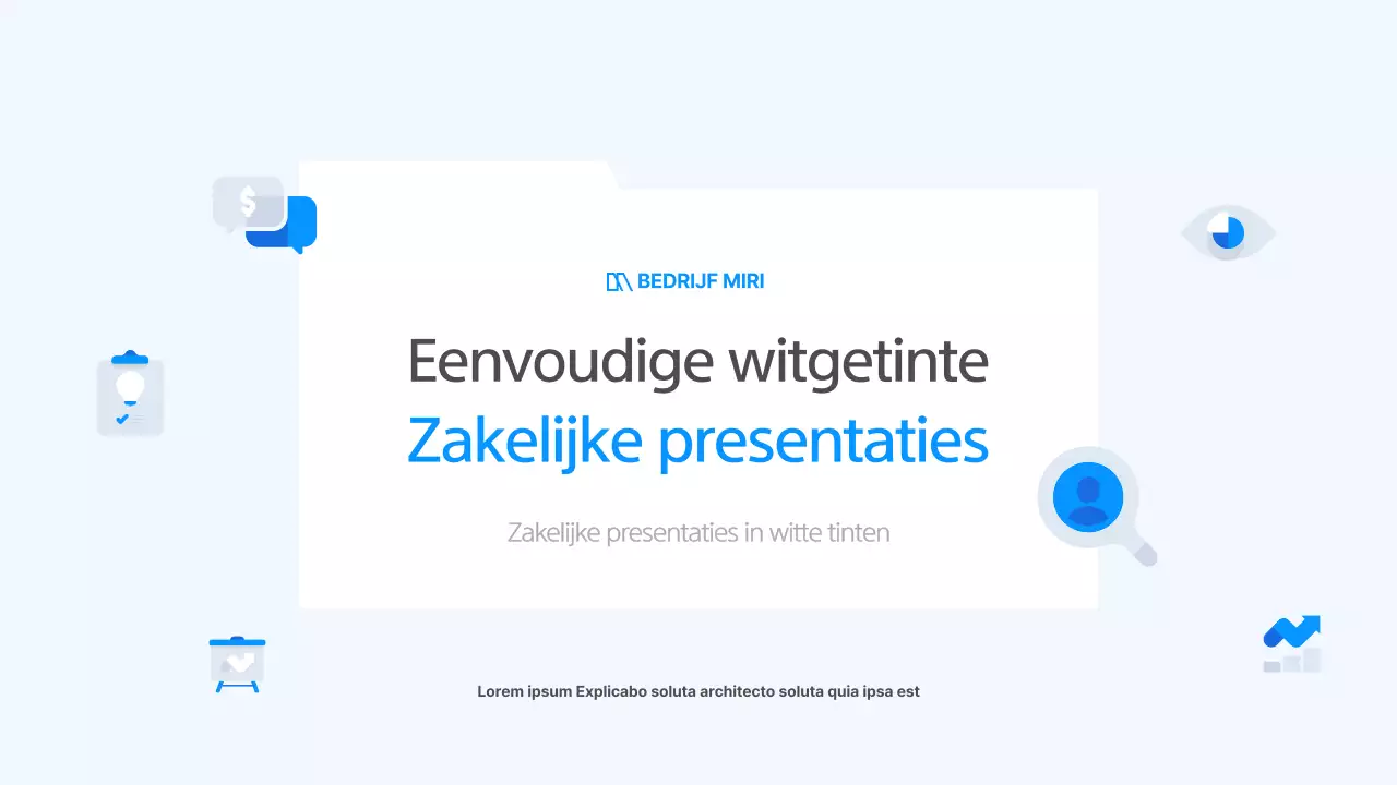 Een eenvoudige zakelijke presentatie in wit en blauw