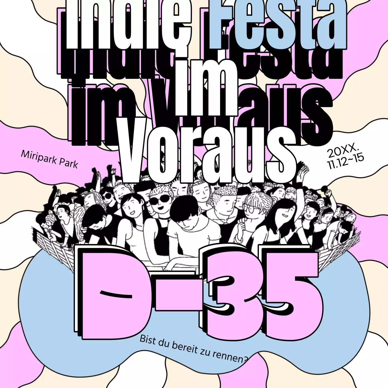 Kitschige Festival-Promotion in Elfenbein mit rosa Akzenten