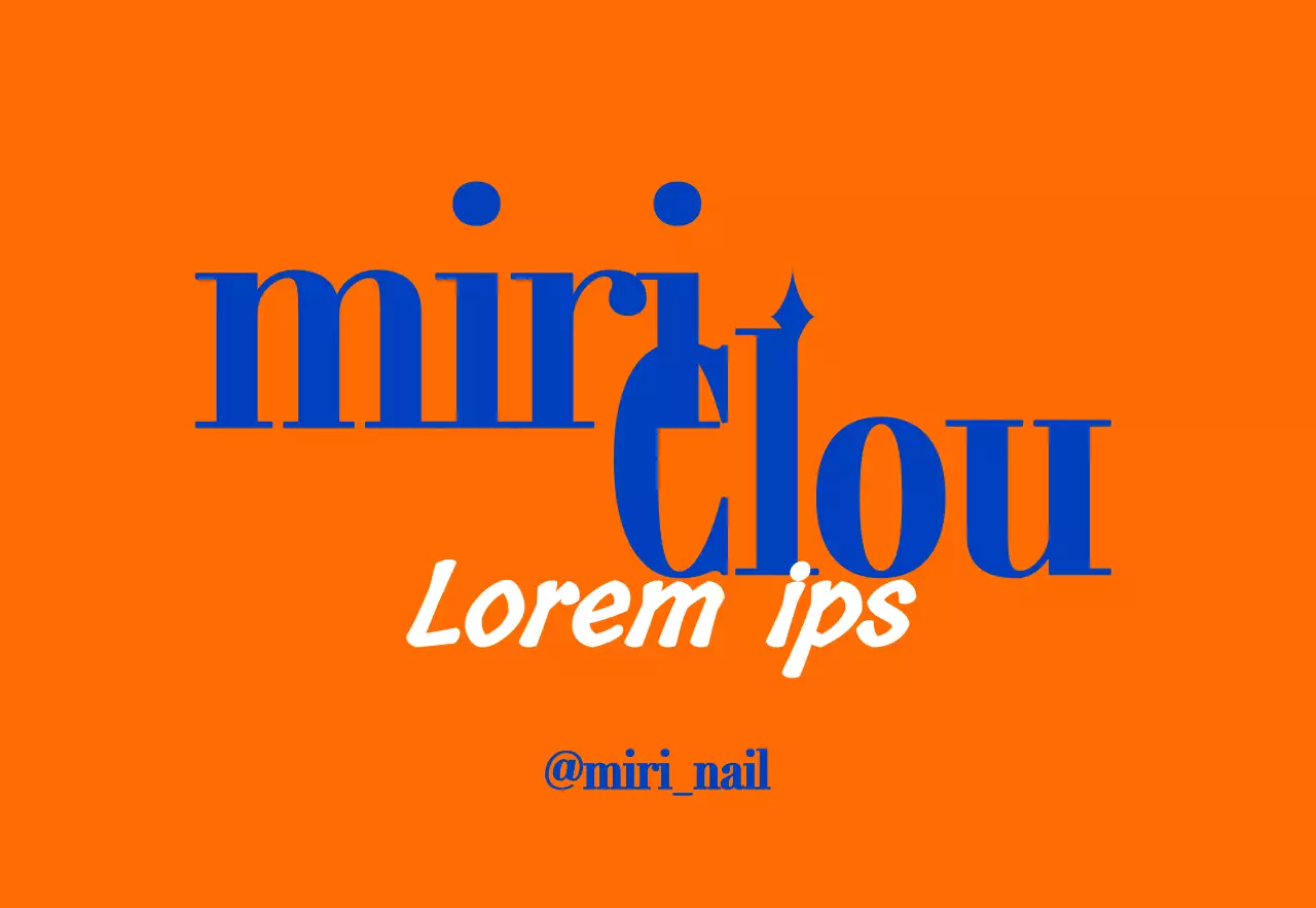 Promotion d'un magasin de nail art avec texte bleu et orange