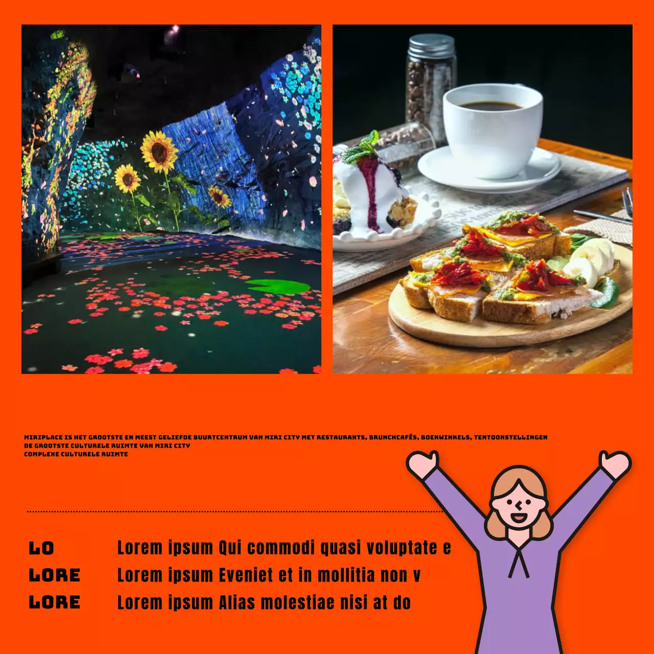 Gids voor het gebruik van culturele ruimtes met oranje achtergrond en kaders