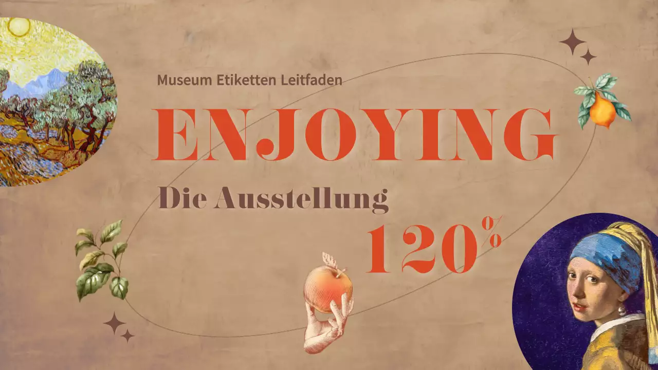 Ein luxuriöser Kunstführer mit braunem Hintergrund und orangefarbenen Akzenten