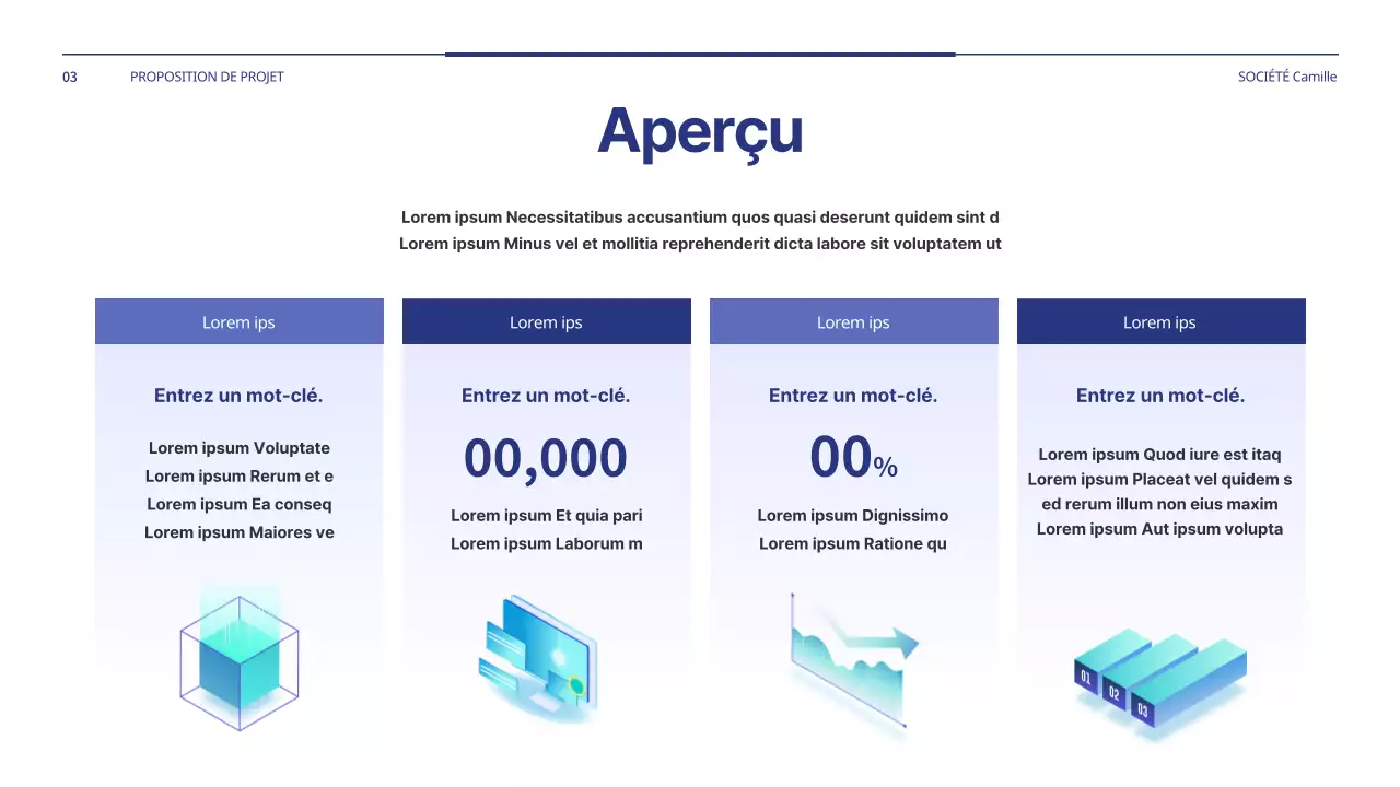 Une proposition de projet simple en bleu