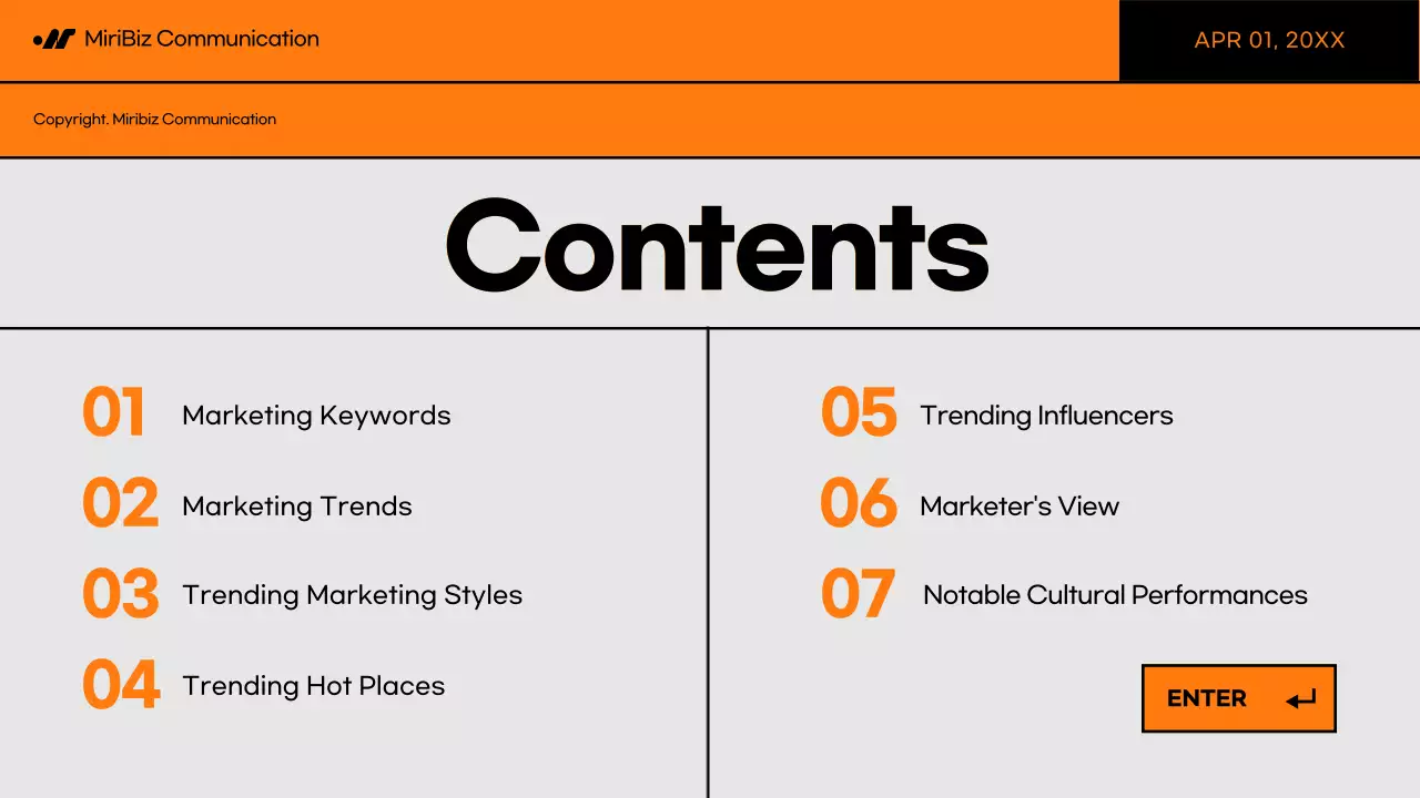 오렌지 모던 마케팅 보고서 프레젠테이션