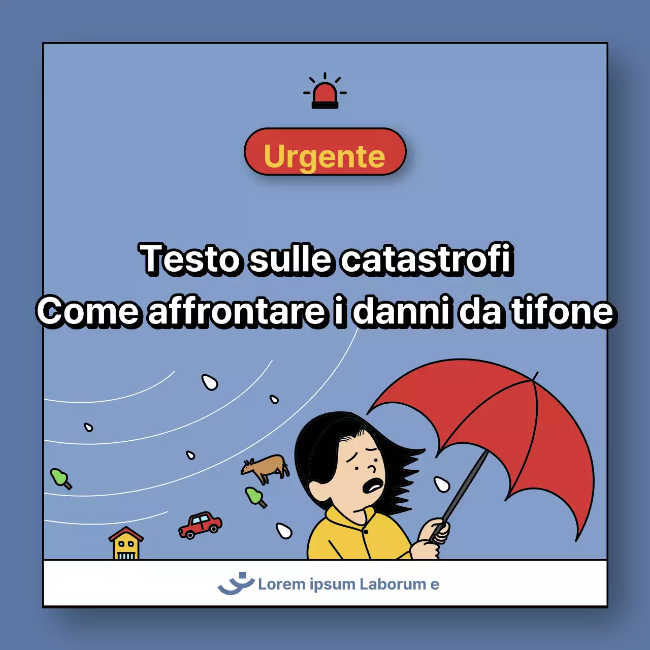 Un post su come affrontare i danni da tifone in blu e giallo