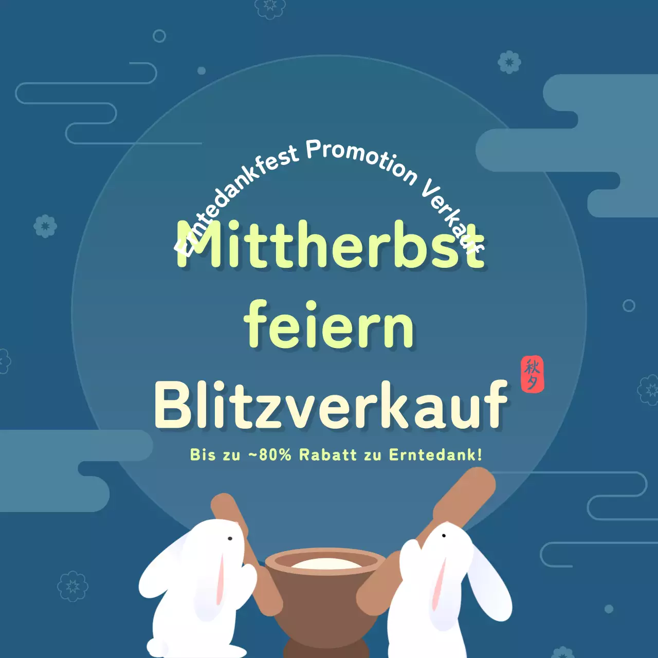 Chuseok-Ankündigung in traditionellem Muster mit Chartreuse-Akzenten