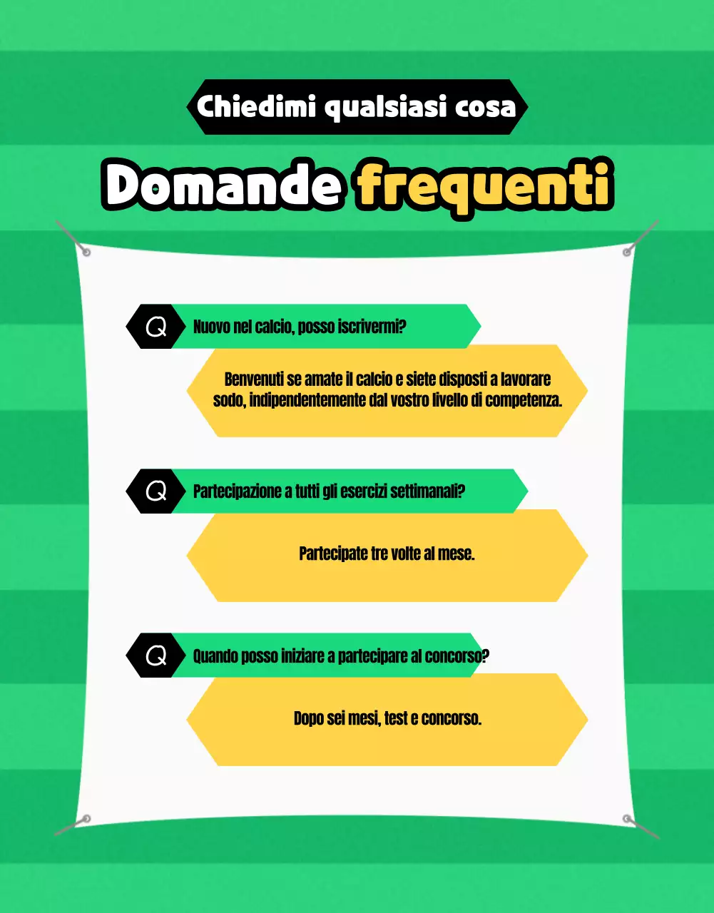 Ingaggio per il calcio femminile con un tocco di verde e giallo