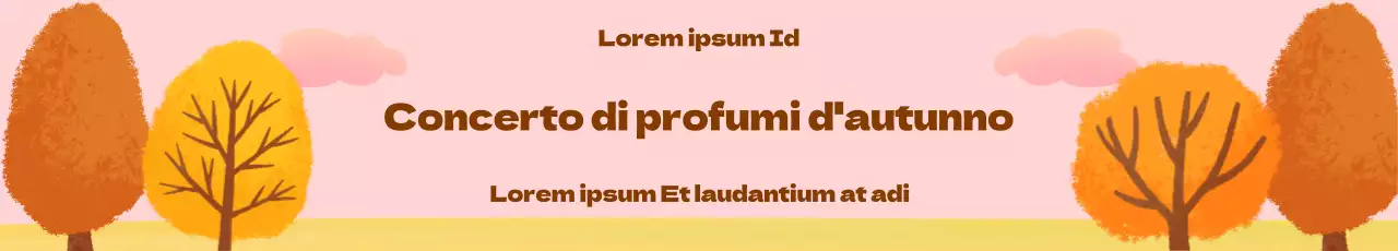 Striscioni da concerto contro un cielo rosa e foglie d'autunno in fila