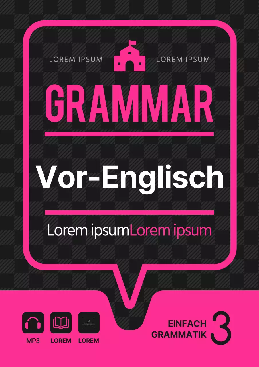 Schwarz und lila Sprechblase Konzept Englisch Sprache Schule Lehrbuch