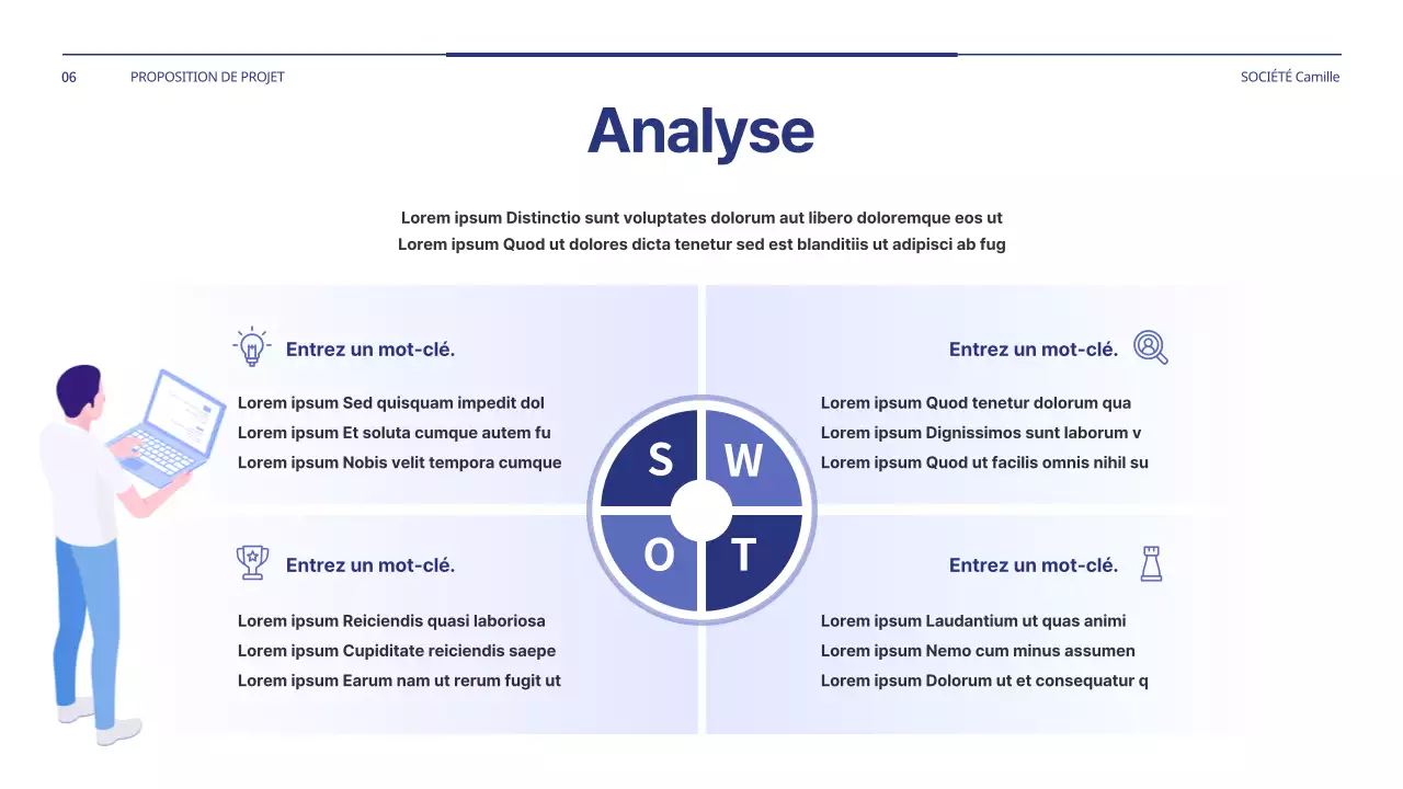Une proposition de projet simple en bleu