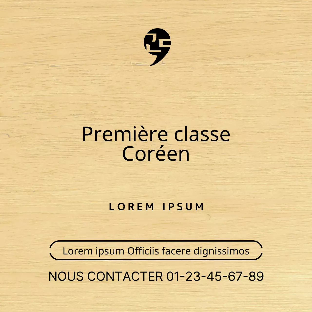 Conception d'une école de langues avec un logo noir et simple