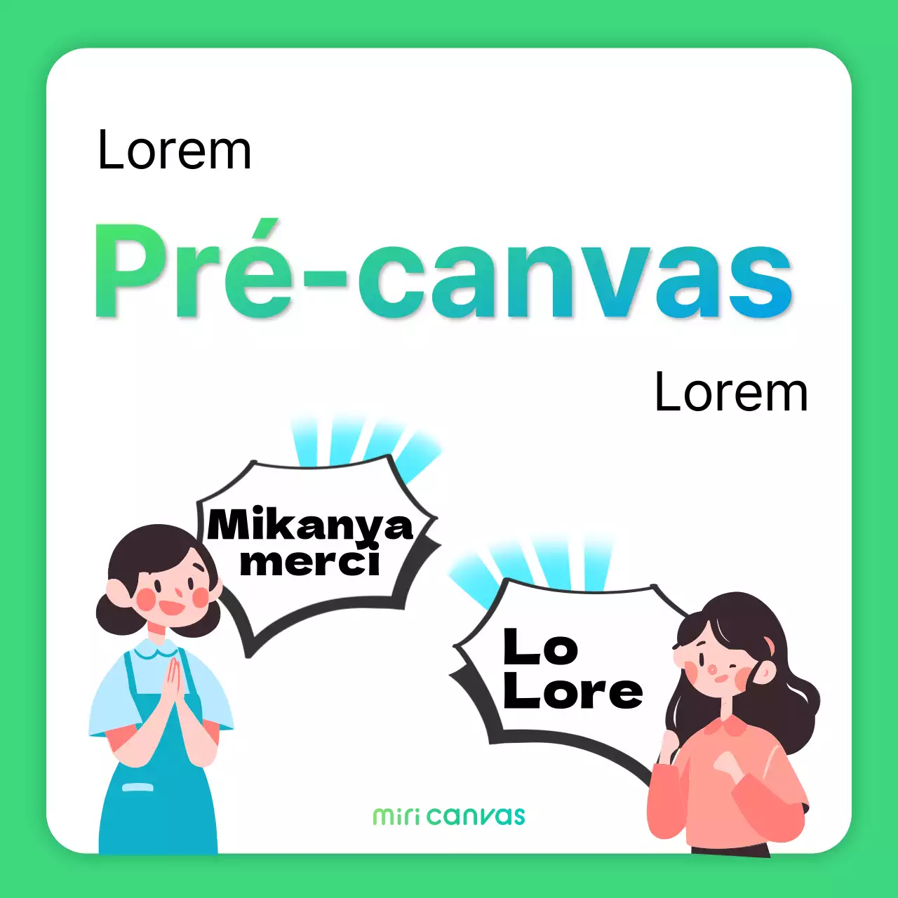 Publicité promotionnelle simple en vert et en bleu sur un pré-canvas