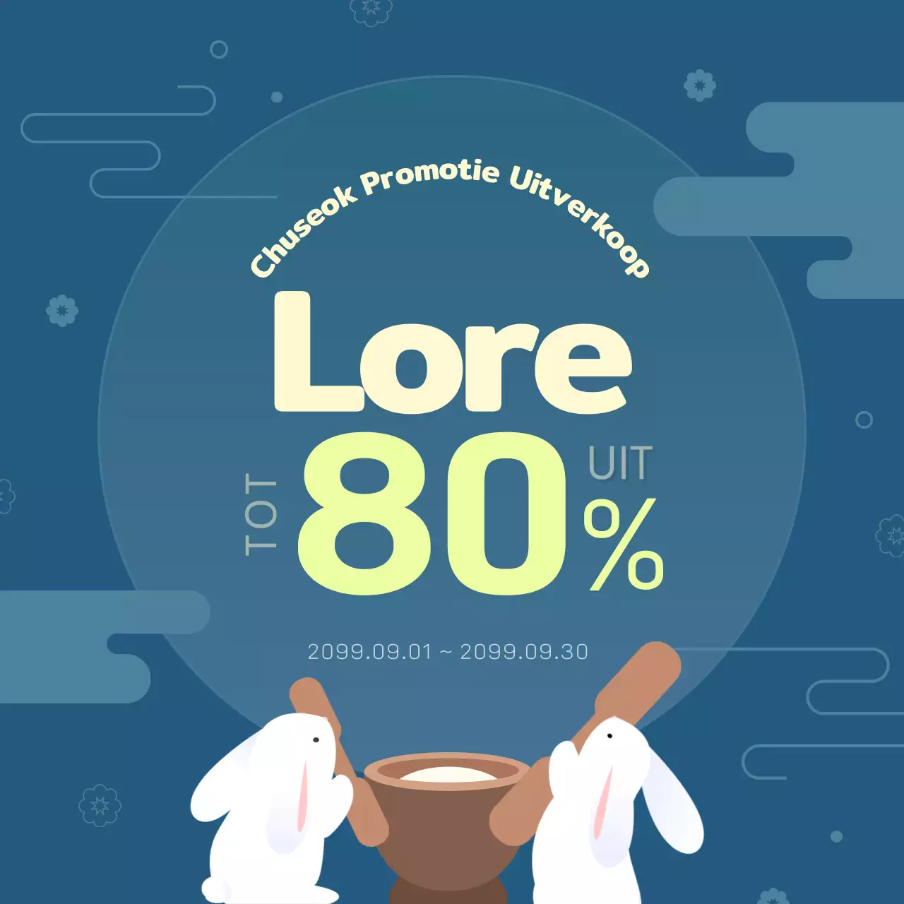 Chuseok-aankondiging in traditioneel patroon met chartreuse accenten