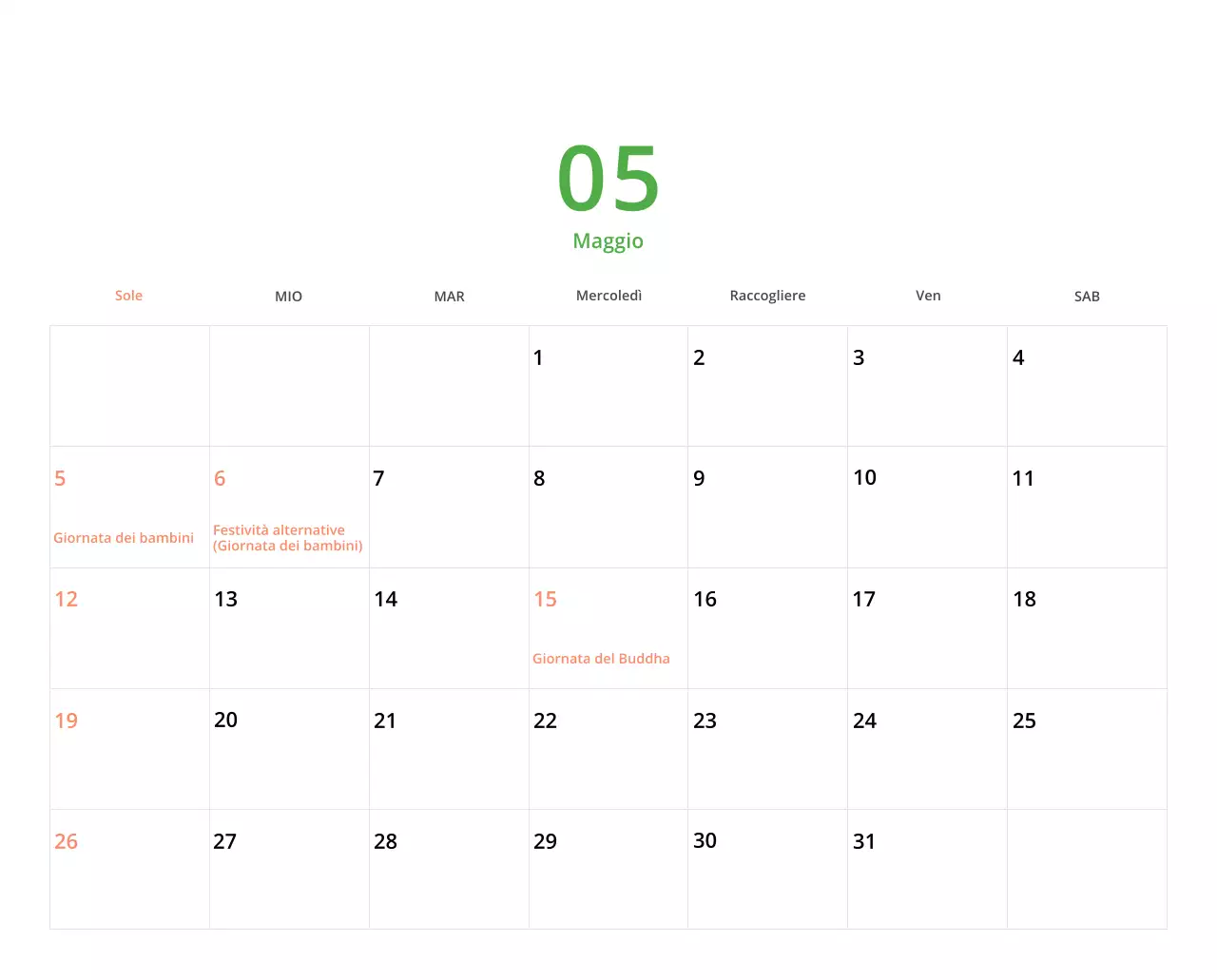 Simpatico calendario da tavolo illustrato verde a tema famiglia