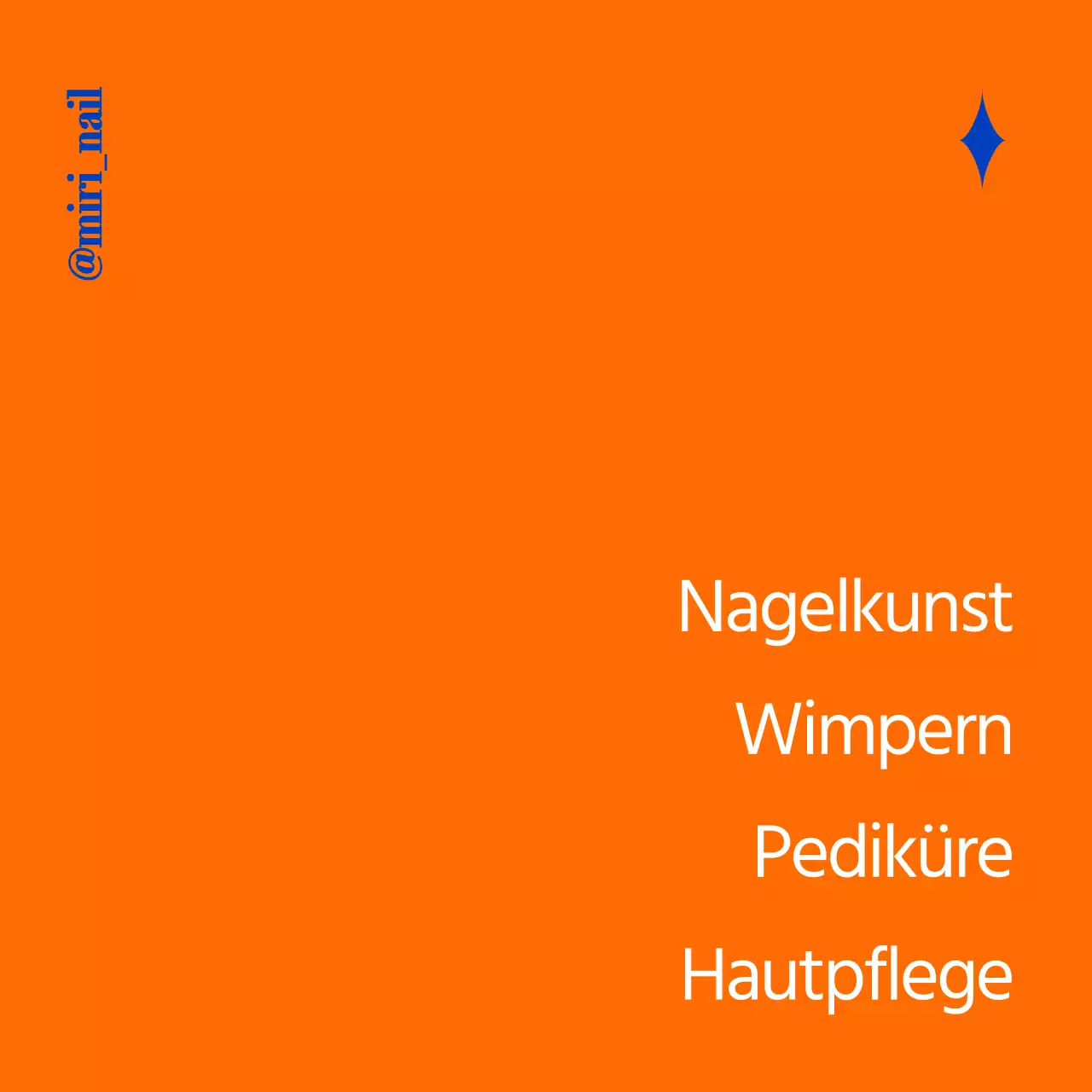 Nette Nail Art Shop Werbung mit blauem und orangem Text