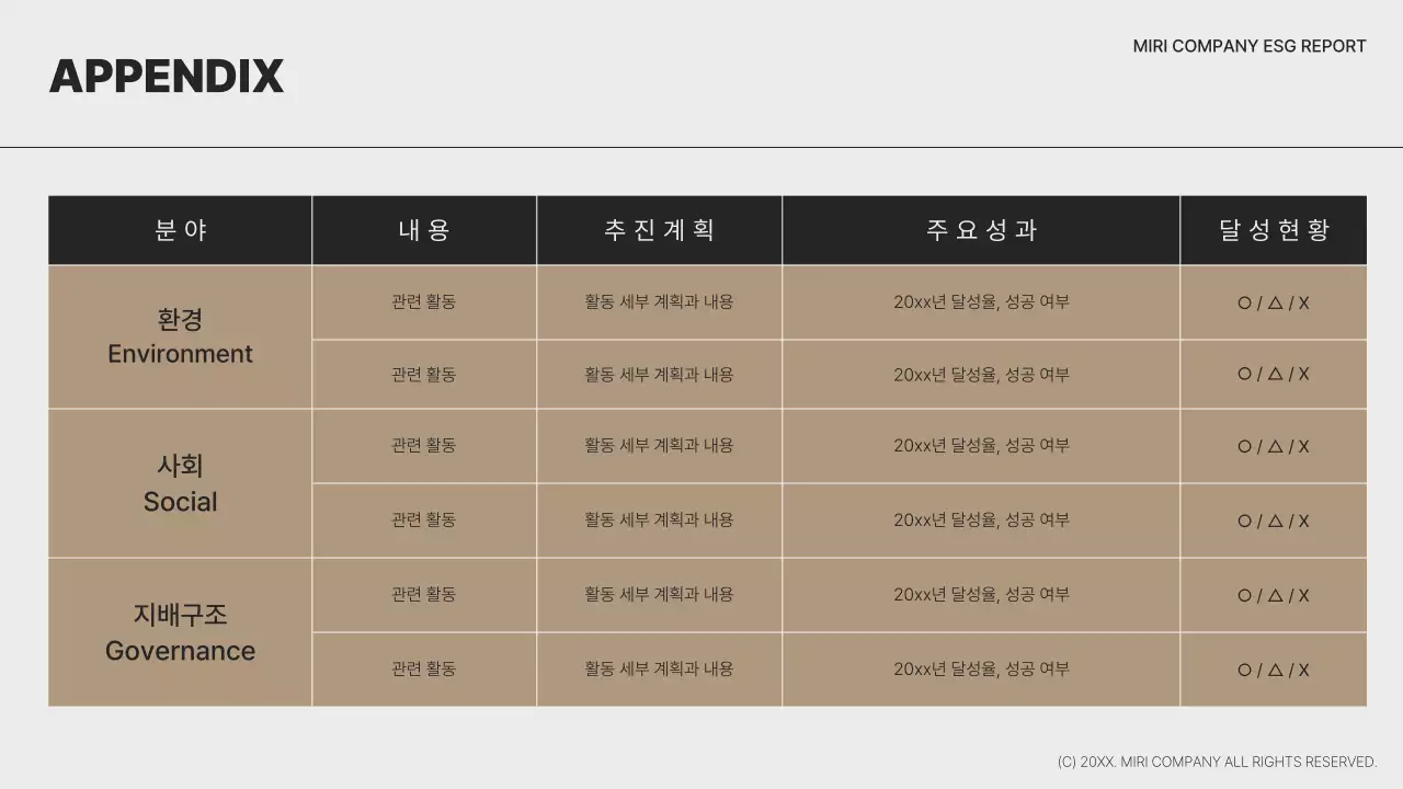 갈색과 흑백의 심플한 ESG 보고서