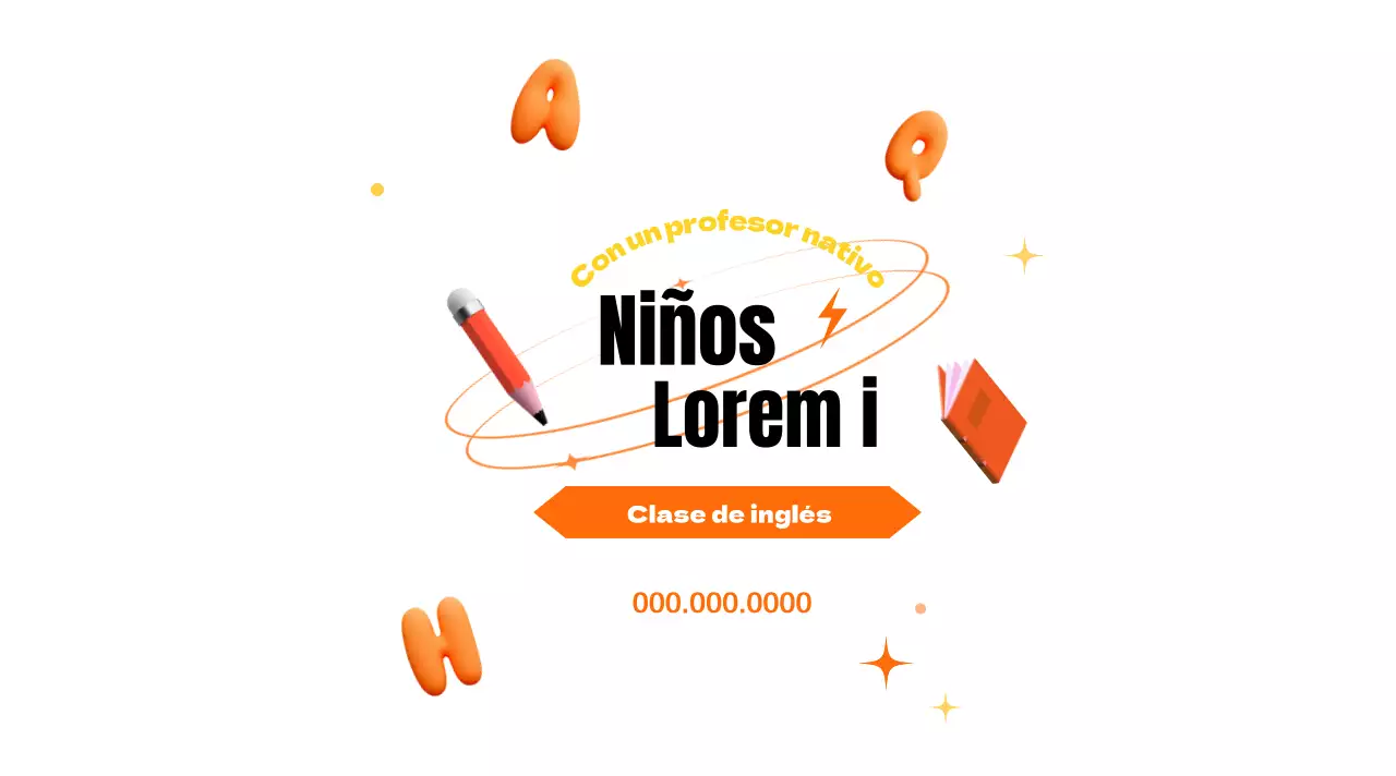 Clases de inglés para niños con un atractivo look naranja y negro