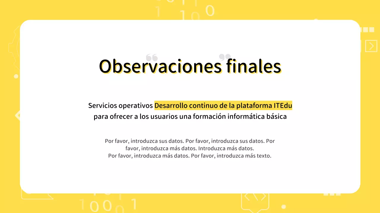 Informe simple del Cuadro de Mando de TI con fondo amarillo