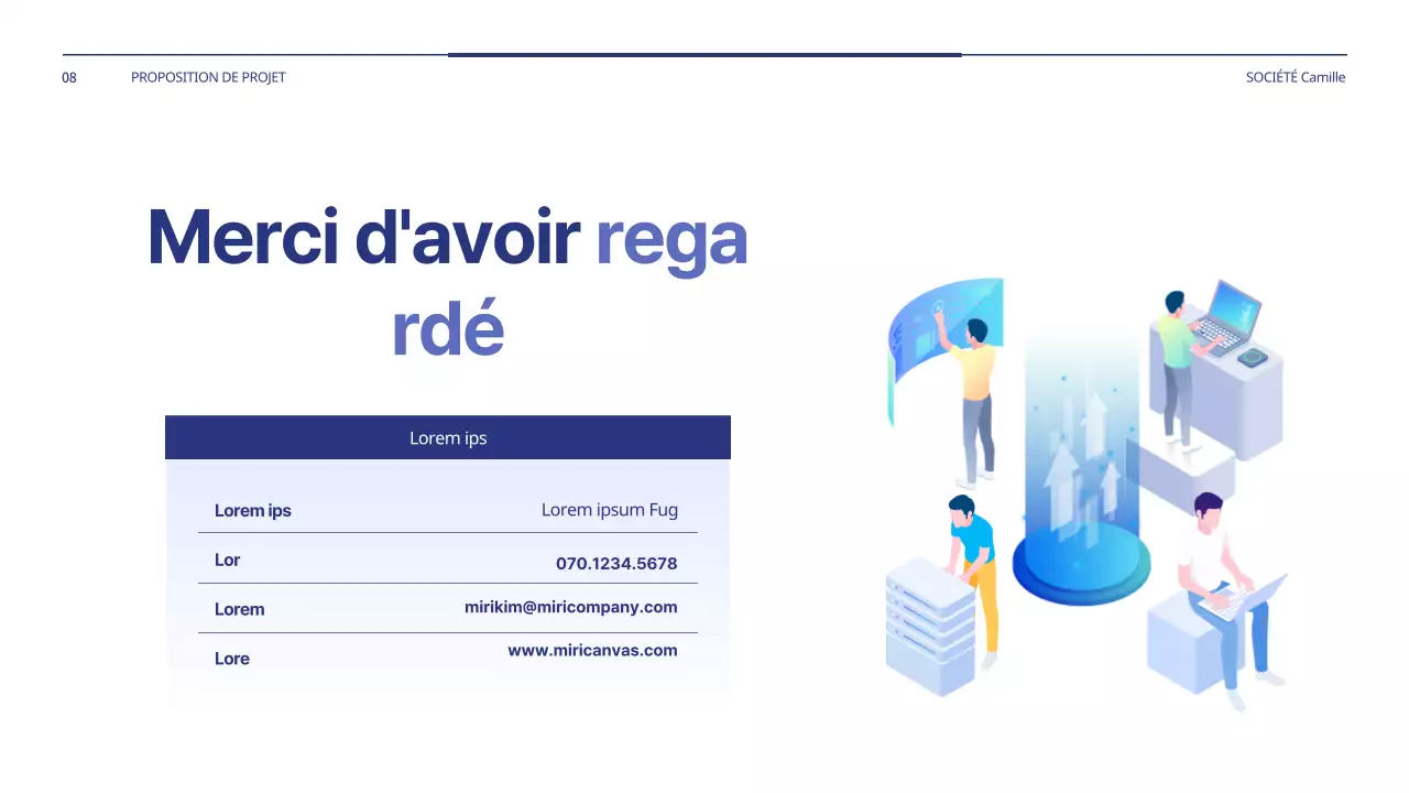 Une proposition de projet simple en bleu