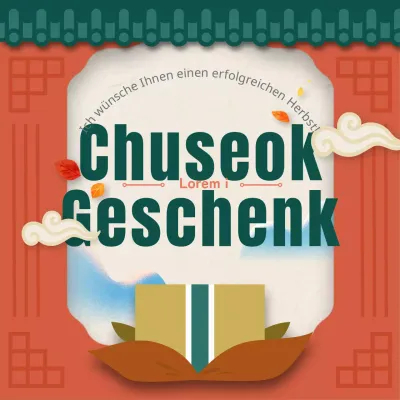 Obon-Voranmeldung mit rotem Hintergrund und orientalischem Design