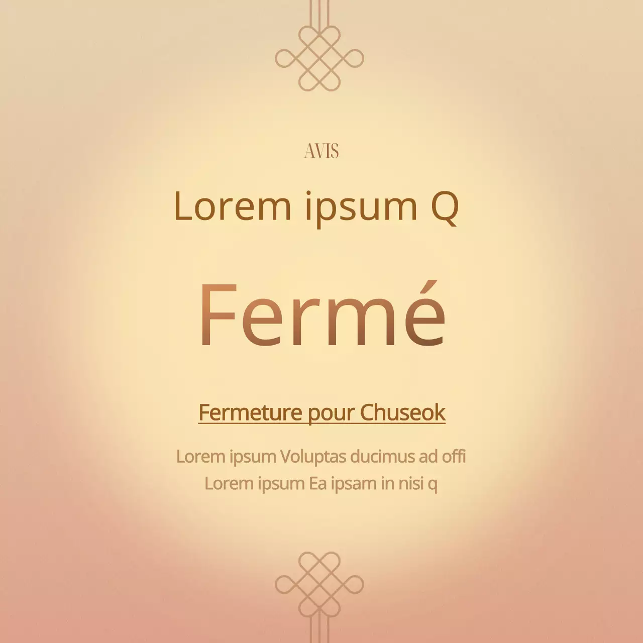 Faire-part de clôture de Chuseok utilisant un motif traditionnel avec des couleurs dégradées de jaune et de rouge