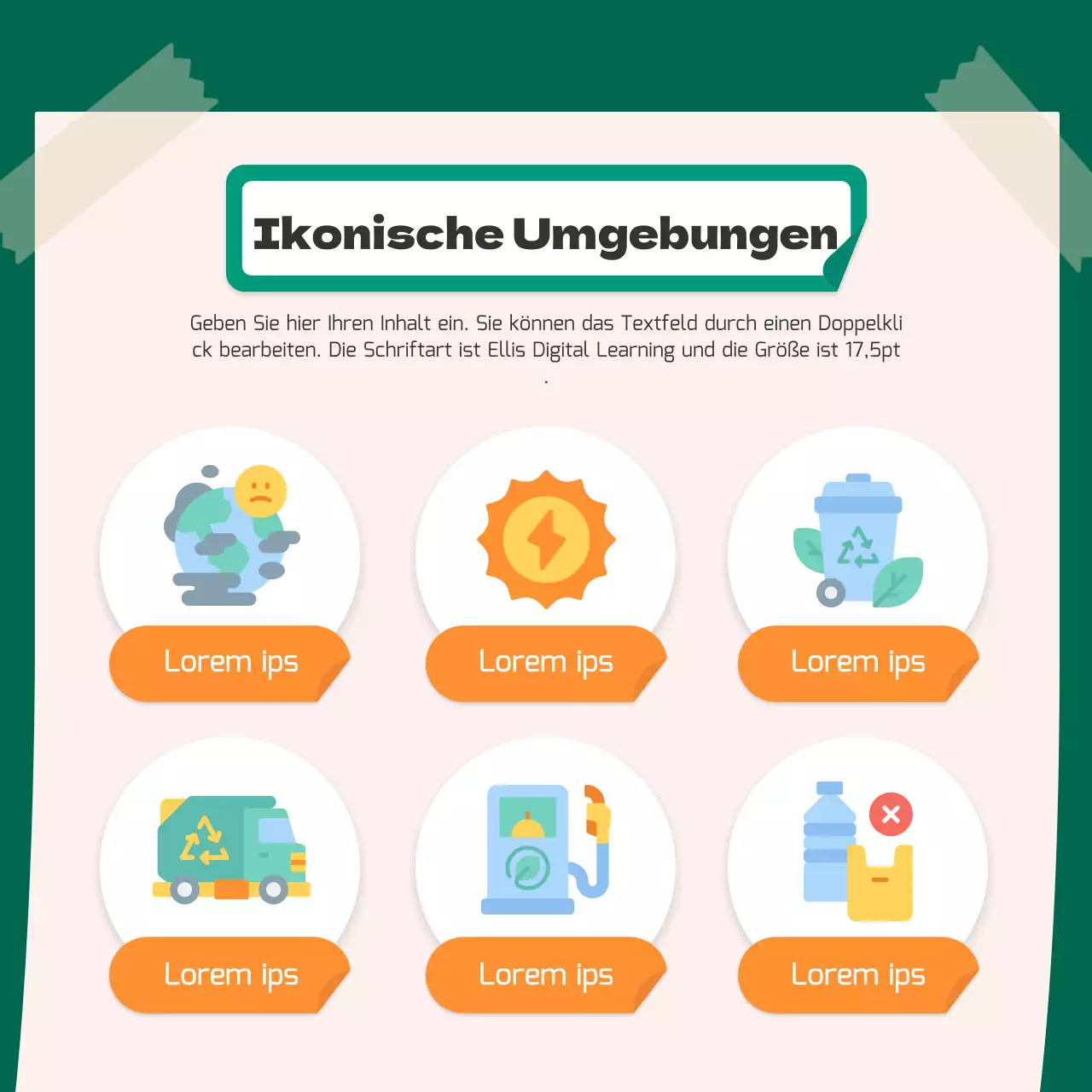 Ein süßes orange-grünes Aufkleberkonzept für die Umwelt CardNews