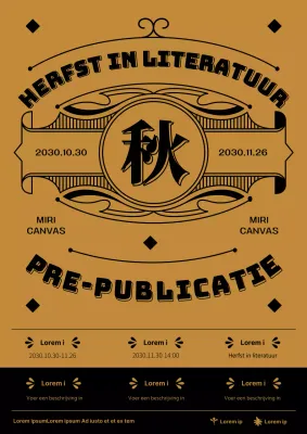 Herfstuitgeverijjournaals met een strak, overzichtelijk, traditioneel patroon in bruin en zwart