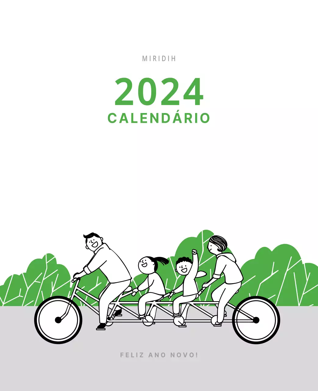 Calendário ilustrado multicolorido