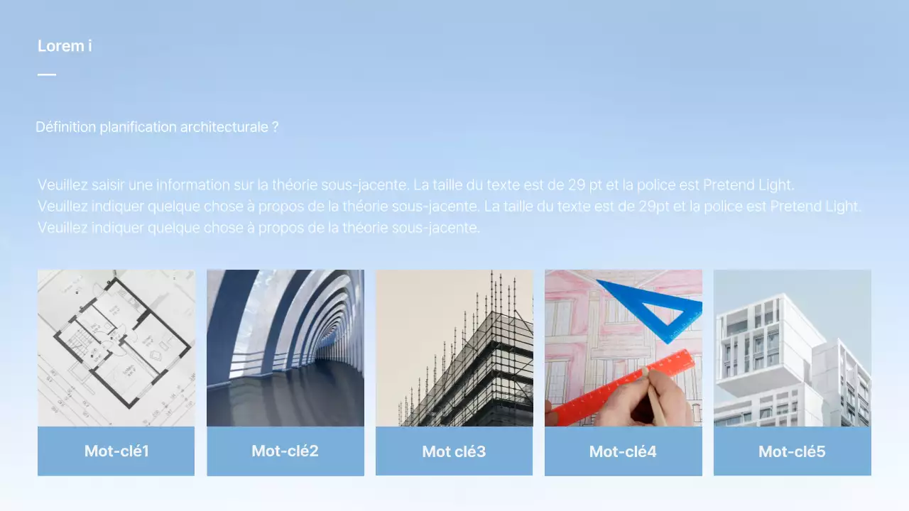 Orientation des cours à l'aide d'une photo avec un dégradé bleu clair et blanc