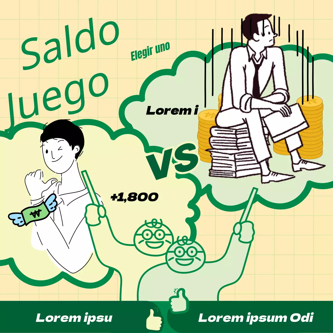 Kitschy verde juego de equilibrio anuncio