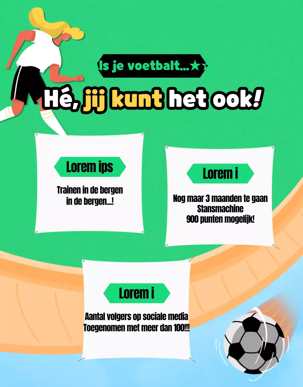 Rekrutering vrouwenvoetbal met een knal groen en geel