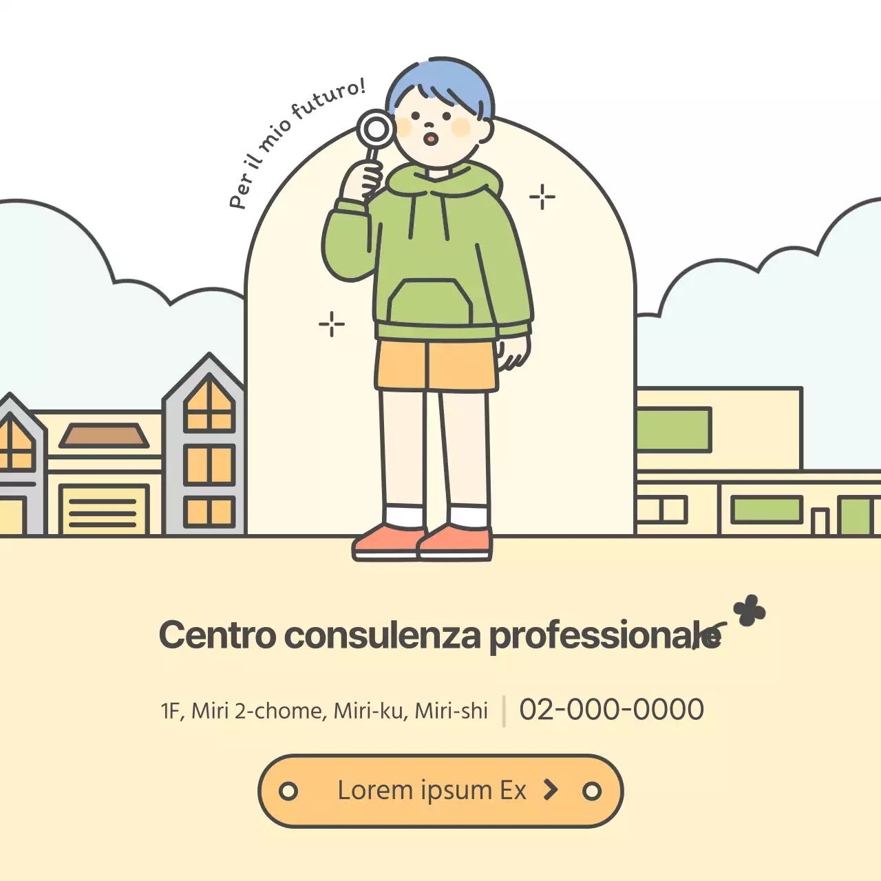 Promuovere un simpatico centro di consulenza professionale giallo e chartreuse