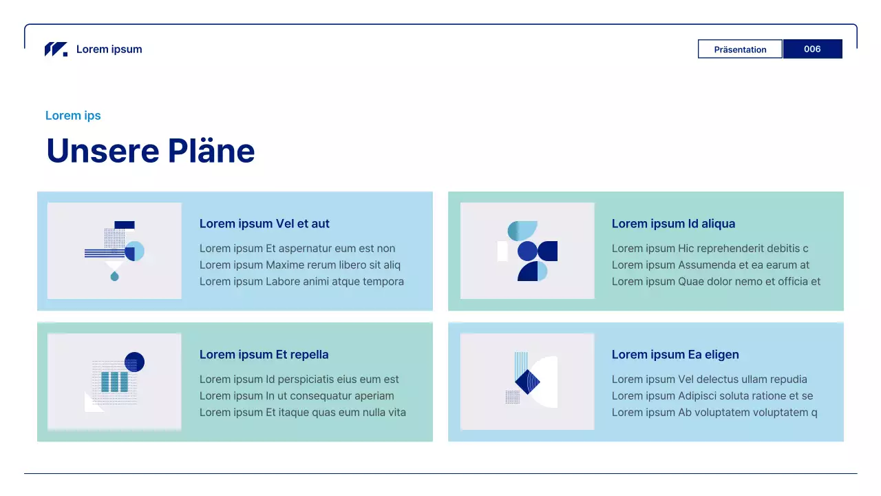 Geometrische Geschäftsberichte in Blau