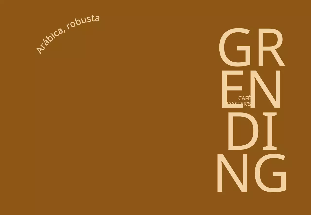 Promoción de una cafetería con un concepto sencillo y exclusivo en texto marrón y beige.