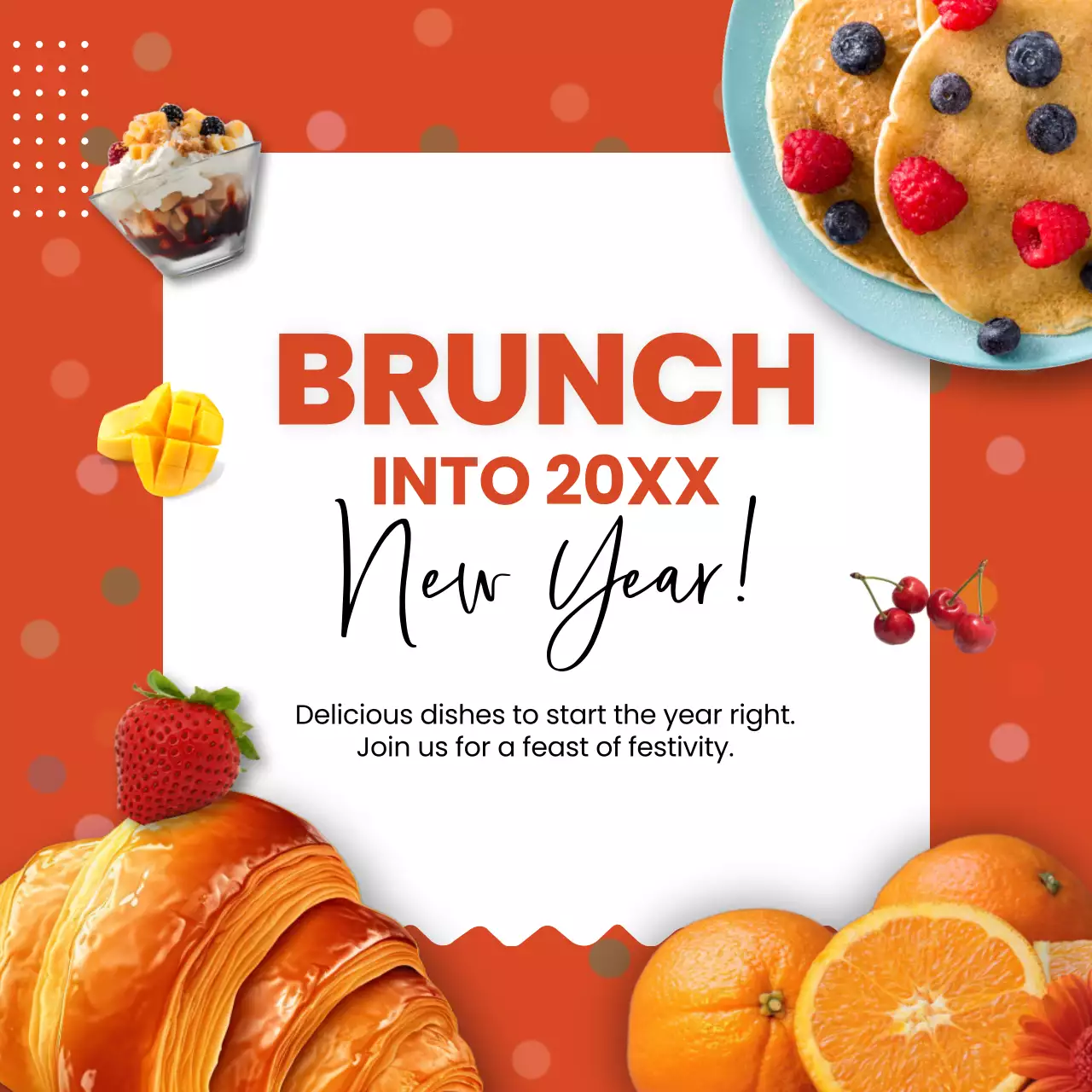 Orange Trendy Brunch Promotion Social Media Post