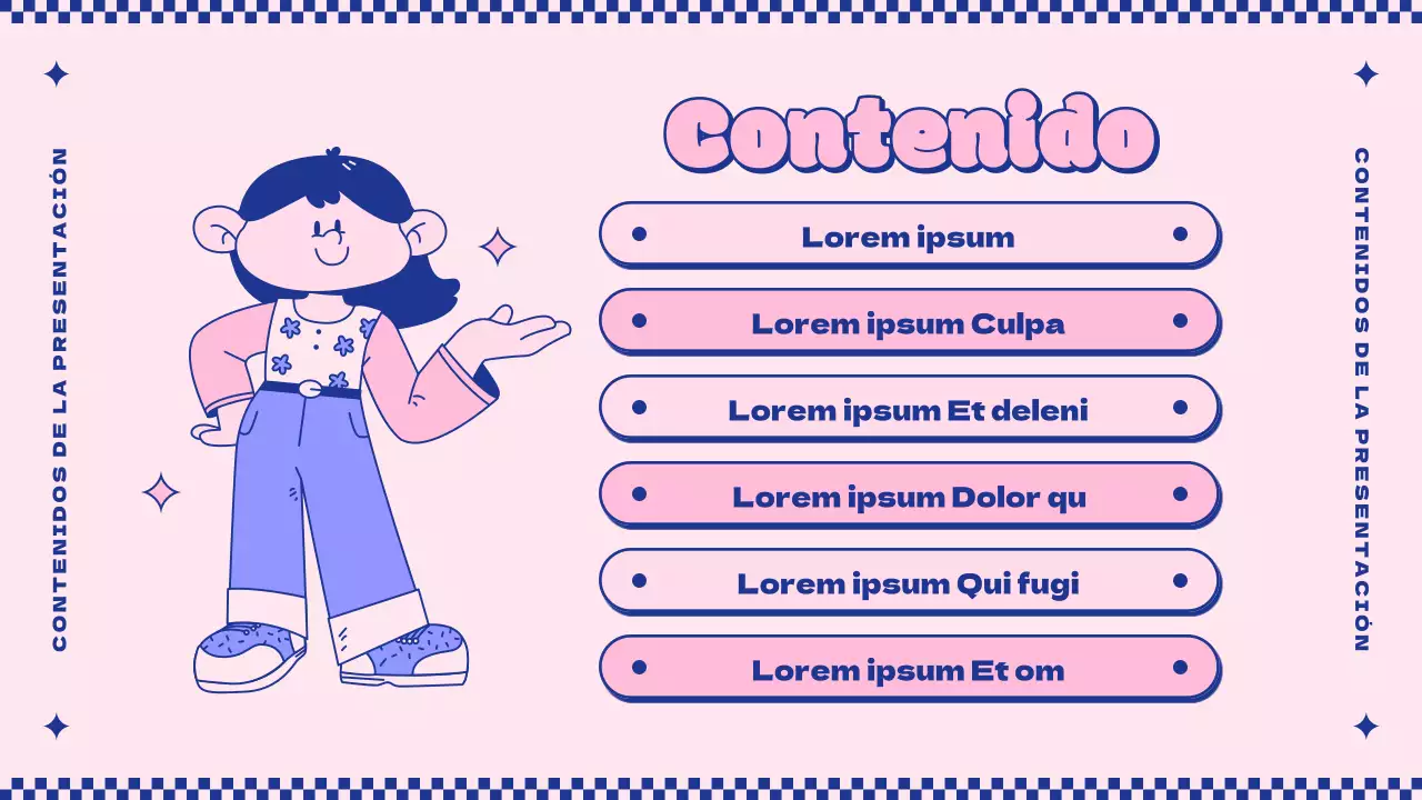 Introducir el concepto de simpáticos personajes rosas y morados