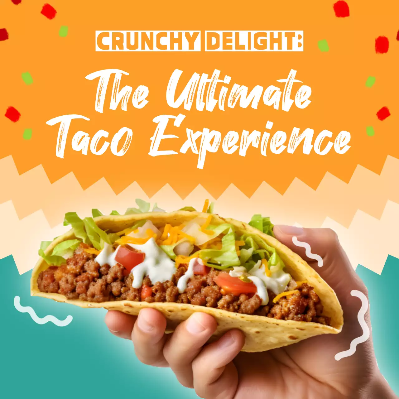 Orange Trendy Taco Promotion Social Media Post