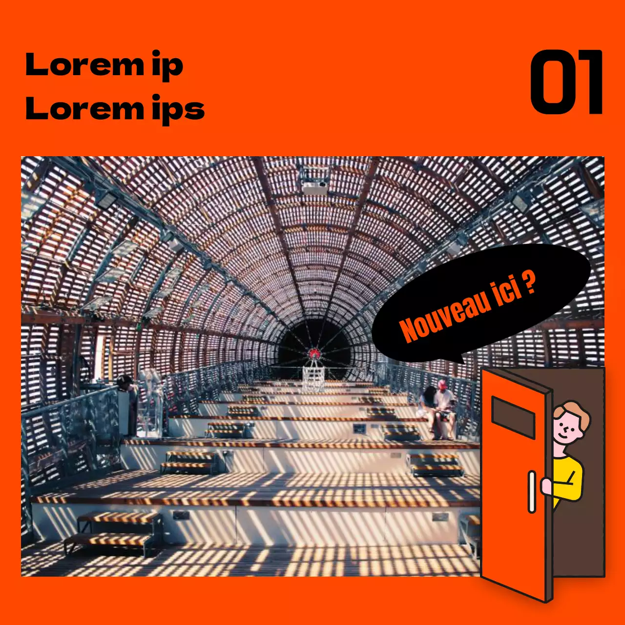 Guide d'utilisation des espaces culturels avec fond et cadres orange