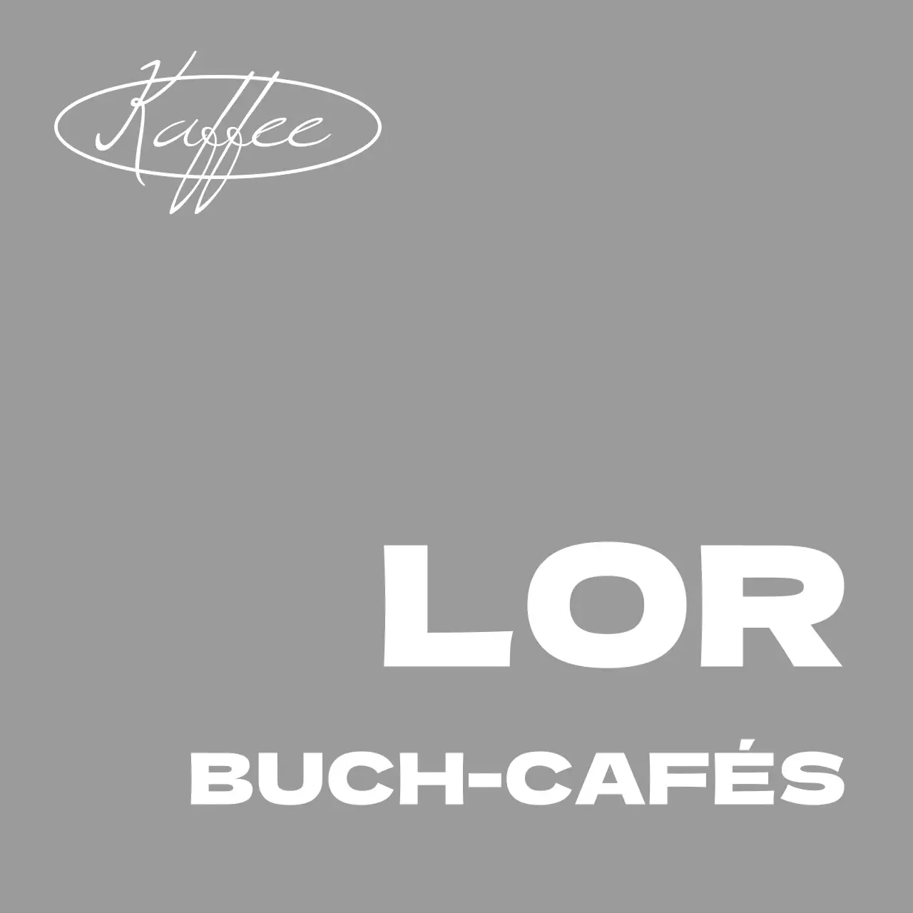 Ein einfaches Schaufensterschild mit schwarzem und weißem Vintage-Buchcafé-Text und kreisförmigen Linienformen.