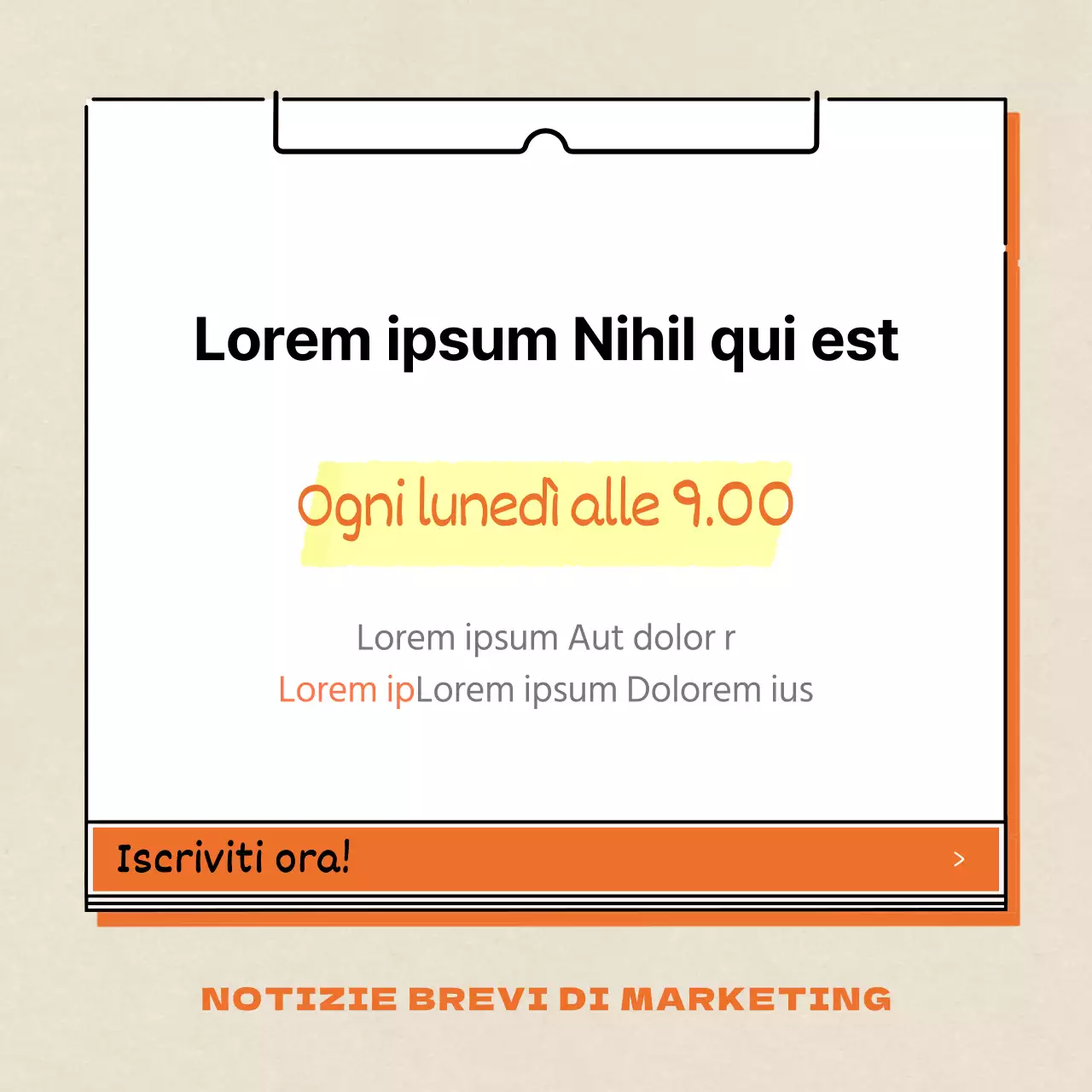 Arancione e bianco, moderno e pulito, che mette in evidenza le informazioni di marketing