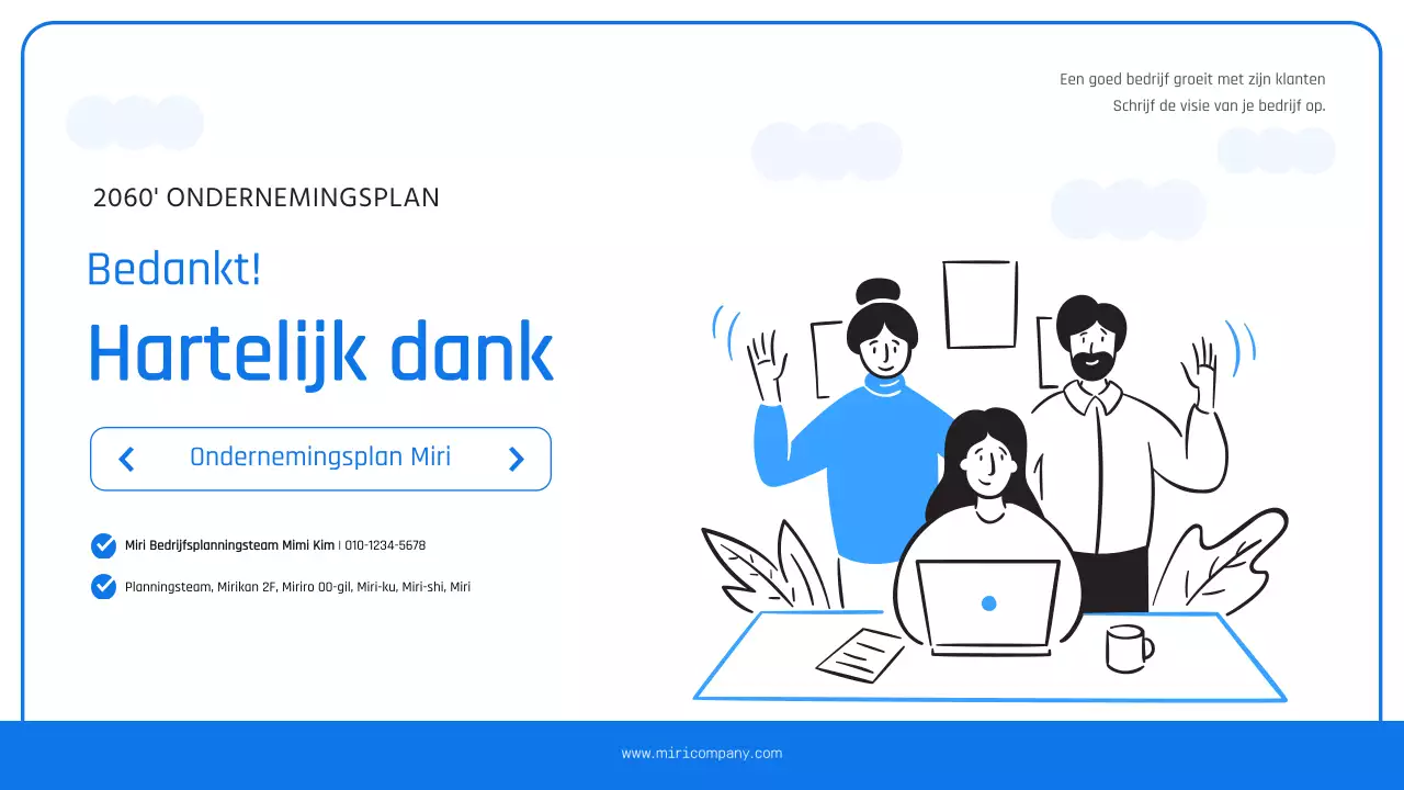 Een eenvoudig bedrijfsplan in lichtblauw en blauw