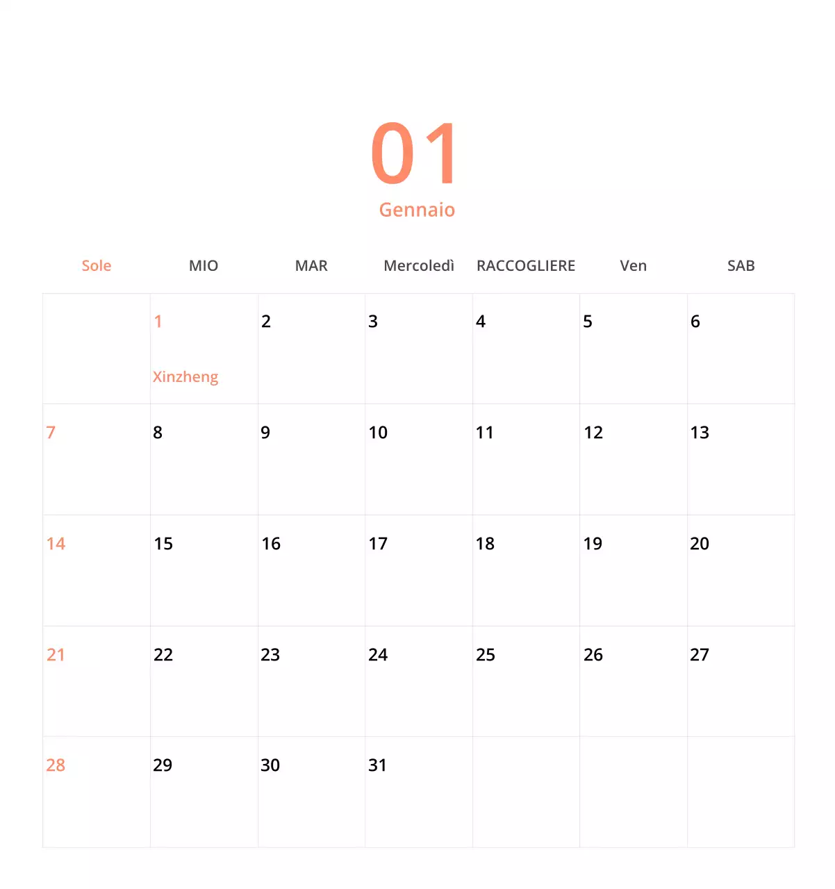 Simpatico calendario da tavolo illustrato verde a tema famiglia